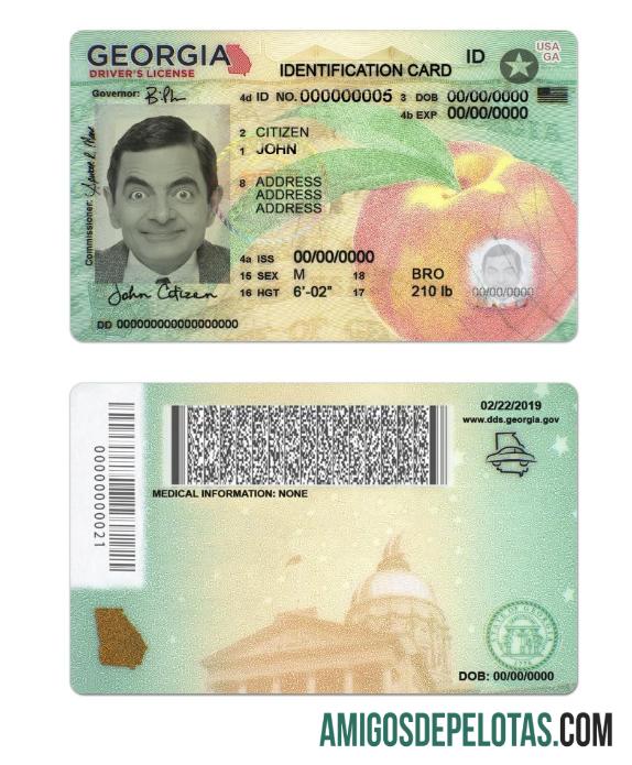 Modelo de cartão de identificação da Geórgia dos EUA versão 2